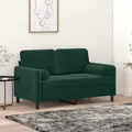 vidaXL 2-Sitzer-Sofa mit Kissen, Dunkelgrün, 120 cm, Samt