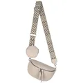 EAAKIE Gürteltasche Bauchtasche Umhängetasche Crossbody-Bag Kunstleder Italy-Design, als Schultertasche, CrossOver, Umhängetasche tragbar beige