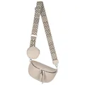 Bauchtasche Umhängetasche Crossbody-Bag Hüfttasche Kunstleder Italy-Design (BEIGE)
