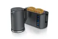 Arendo Frühstücks-Set Edelstahl Wasserkocher 1,5l, 4-Scheiben Langschlitz Toaster, Cool Grey (2-tlg), Wasserkocher mit Temperatureinstellung, Toaster Brötchenaufsatz, Touch