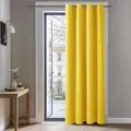 Deconovo Vorhänge Verdunklungsgardine Ösen Thermovorhang Blickdicht Wohnzimmer, 240x140 cm(HöhexBreite), Senfgelb, 1 Stück