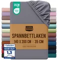 Bedding - Spannbettlaken 140x200cm - Grau - Gebürstete Polyester-Mikrofaser S...