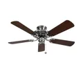 Flacher Deckenventilator mit Zugschalter Mayfair Edelstahl / Dunkle Eiche 107 cm