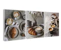 artissimo Mehrteilige Bilder Bilderset 3er-Set, Deko Küche, Wandbilder-Set, Bilder Kaffee grau, modernes Küchenbild: vintage Coffee