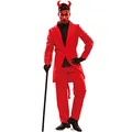 IT EUROCARNAVALES Teufel Luzifer Kostüm Herren Rot Kostüm Satan Halloween Karneval XL