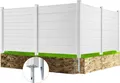 VEVOR 4xPaneele Gartenzaun 122x122cm Sichtschutzzaun PVC und verzinktes Blech-Erdspieß Windschutzzaun Metallpfähle bis 50cm Lamellenzaun Steckzaun Sichtschutz ideal für Pool-Ausrüstung Klimaanlagen