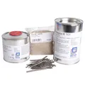 1,2 kg Epoxidharz, Gießharz, Rissharz + 30 Stck. Estrichklammern + 500g Quarzsand