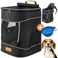 CADOCA® Haustierrucksack bis 12 kg verstellbare Gurte faltbar Kurzleine Reflektorstreifen Haustier Tragetasche Katze Hund Rucksack, schwarz
