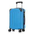 YONSLY Koffer Suitcase M Blau, Trolley Reisekoffer, Rollkoffer Handgepäck, Kabinenkoffer mit 4 Rollen 360°, Hartschalenreisekoffer, Zahlenschloss, Weicher Gummigriff