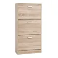 VASAGLE Schuhschrank mit 3 Klappen Schuhregal Schuhkipepr Schuhkommode Eichenfarben verstellbar 60 x 120 x 24 cm (B x H x T), Eichen-Optik LBC03NL, 6955880326532