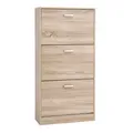 Schuhschrank mit 3 Klappen Schuhregal Schuhkipepr Schuhkommode Eichenfarben v...