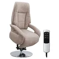 Cavadore TV-Sessel Edinburgh / Fernsehsessel mit Aufstehhilfe & elektrisch verstellbarer Relaxfunktion / 2 E-Motoren / 74 x 114 x 77 / Lederoptik: beige