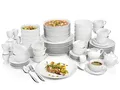 SÄNGER | Tafelservice New Port weiß, 86-teiliges Geschirrset aus Porzellan für 12 Personen, Komplettset, Teller Set in Weiß | PREMIUM COLLECTION
