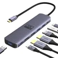 USB C zu Dual HDMI Adapter, Newmight 7-in-1-Dual-Monitor-Dock, 4K@60 Hz, mit 2 HDMI Anschlüssen, kompatibel mit Dell/MacBook/iPhone 15/16/17 und weiteren Geräten