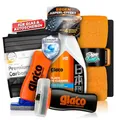 Glasversiegelung Bundle - Soft99 Glaco DX 110 ml Versiegelung + Soft99 Glaco Glass Compound Roll On 100ml - Politur für Glas + Glasreiniger 100ml, Poliertuch, Glas Mikrofasertuch (5-tlg.)