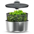 Zyliss Easy Spin Salatschleuder Edelstahl Groß, 6L, Mit Seilzug, Salatschüssel mit Deckel, BPA-frei, Rutschfester Boden, AquaVent™-Technologie, Stopptaste, Spülmaschinengeeignet