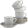 CreaTable Becher Vintage Nature Stein Espresso Set 8-tlg, Porzellan grau