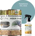 750ml. + Anlauger - Contura Küchenmöbellack RAL Möbellack SEIDENMATT SET Möbelfarbe Holzlack Buntlack Küchenlack - RAL 6034 Pastelltürkis