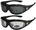 X-CRUZE 2er Pack Choppers 911 Sonnenbrillen Motorradbrille Sportbrille Radbrille - 1x Modell 01 (schwarz/getönt) und 1x Modell 02 (schwarz/annährend transparent) - Modell 01 + 02 -
