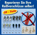 28 tlg. Reißverschluss Reparatur Set inkl. 4 Greifhilfen Blüten Zipper Schieber