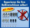 27 tlg. Reißverschluss Reparatur Set inkl. Greifringe Zipper Schieber Metall NEU