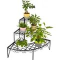 Tectake Blumentreppe Aileen Mit 3 Stufen Fächerförmiges Design  60 x 60 x 60 cm Schwarz