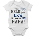 Shirtracer Shirtbody Mein Held fährt LKW Sprüche Baby weiß 3/6 Monate