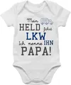 Baby Body Junge Mädchen - Sprüche - Mein Held fährt LKW - 3/6 Monate - Weiß - vatertagsgeschenk babymode witzig spruch dad bodys vatertag kurzarm strampler mit lustigen sprüchen spruche papa