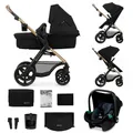 Kinderkraft MOOV 2 XL AIR Kinderwagen 3 in 1 Kinderwagenset bis 27 kg mit Kindersitz I-SIZE 40-75 cm, Große aufblasbare Räder mit Dämpfung, Verwandelbarer 2-in-1 Sitz, Babywanne, Zubehörsatz, Schwarz