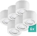 6er Set Oktaplex Aufbaustrahler Alu flach & schwenkbar inkl. LED Modul 4000K neutralweiß - Aufbauspot weiß