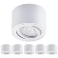Oktaplex 6 Stück Aufbauspot Lile Weiß - inkl. LED Modul 4,8W 230V 4000K Neutralweiß 80x50mm Aufputz Aufbauleuchte Aufbaustrahler Alu Schwenkbar