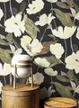 Newroom Vliestapete Asrar Schwarz Tapete Mustertapete Blumen, Rosen, Blätter, strukturiert, Blumentapete