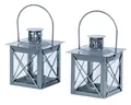 levandeo 2er Set Windlicht H10cm Laterne Grau Metall Tischdeko Kerze Teelichthalter Wohndeko Kerzenhalter