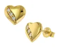 trendor Damen-Ohrringe Gold 333/8K Herz Ohrstecker mit Zirkonia eleganter Ohrschmuck für Damen, zauberhafter Schmuck aus Echtgold, modische Geschenkidee 41499