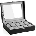 SONGMICS Uhrkästchen in Schwarz - (B)25,5 x (H)7,8 x (T)20,2 cm