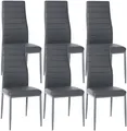 CLP 6er Set Esszimmerstühle Mayfair I Samt- Oder Kunstlederbezug I Gepolsterter Lehnstuhl I Polsterstuhl Mit 4-Fuß Metallgestell, Farbe:grau, Material:Kunstleder