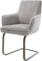 DELIFE Polsterstuhl Heira-Flex, mit Armlehnen Freischwinger flach Effektfinish Titan Cord Silbergrau T