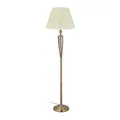 Relaxdays Stehlampe antik, Stoffschirm, dekorativer Metallfuß, E27, Standleuchte Wohnzimmer, HxD: 157x42cm, messing/weiß