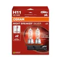 Osram NIGHT BREAKER SILVER H11, +100% mehr Helligkeit, Halogen-Scheinwerferlampe, 64211NBS-2HB, 12V Pkw, Hängebox (2 Lampen)