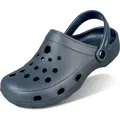 Uni  Clogs  atmungsaktiv, Gartenschuh Pantoletten mit Riemen Größe 45, navy - 45