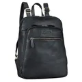 Benthill Rucksack Echt Leder - Damen Herren Daypack - Backpack Lederrucksack - Cityrucksack, Farbe:Schwarz