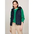 Tommy Hilfiger Steppweste LW PADDED GLOBAL STRIPE VEST (Global Serie TH WOMEN) abnehmbare Kapuze, Übergangsweste blau XXS (32)