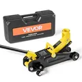VEVOR Rangierwagenheber Wagenheber mit niedrigem Profil & 360° Rollen 1,5 t, Einzelkolben-Schnellhubpumpe, 13-31 cm Hubhöhe, hydraulische Wagenheber für Sportwagen, Limousinen Gelb + Schwarz