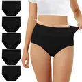 Unterhosen Damen Baumwolle Hohe Taille 5er Pack Stretch Atmungsaktiv Panties ...