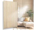 I K H E Malarka Polystyrol 3D Paneele, Deckenpaneele XL Wandpaneele, Dekoren, Styropor LamellenImitat, Decken - Wandverkleidung, 3mm dick - 100x50cm 8m² - 16 Stück (Weiß - Gold 3D Slats XL)
