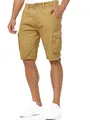 Indicode Herren Blixt Cargo Shorts mit 6 Taschen und Gürtel aus 100% Baumwolle | Männer Amber, XL