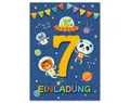 JUNAPACK Einladungskarten Astronaut Einladungen zum 7. Kindergeburtstag Jungen Karten Weltall, Einladungskarten mit Astronaut zum siebten Kindergeburtstag Tiere
