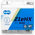 Fahrrad Kette, KMC Fahrradkette, Z1 eHX WIDE EPT, 1/2“ x 1/8“, 122 Glieder, 1-fach, rostresistent, Silberfarben