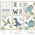 Abstrakte Dinosaurier Wandbilder Aquarell Leinwand Deko 20x25 cm 6er
