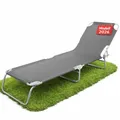 BigDean Sonnenliege klappbar 150 kg belastbar mit 4-Fach Verstellbarer Rückenlehne – hochwertige Gartenliege für Balkon, Garten & Strand - dunkelgrau
